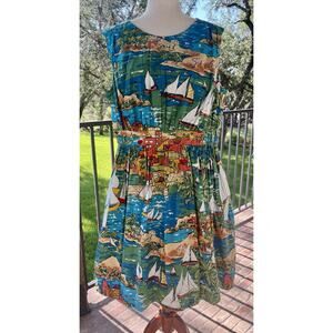 Emily and Fin Retro Lucy San Jose Bay Sailboat Swing Dress Plus Size 1X